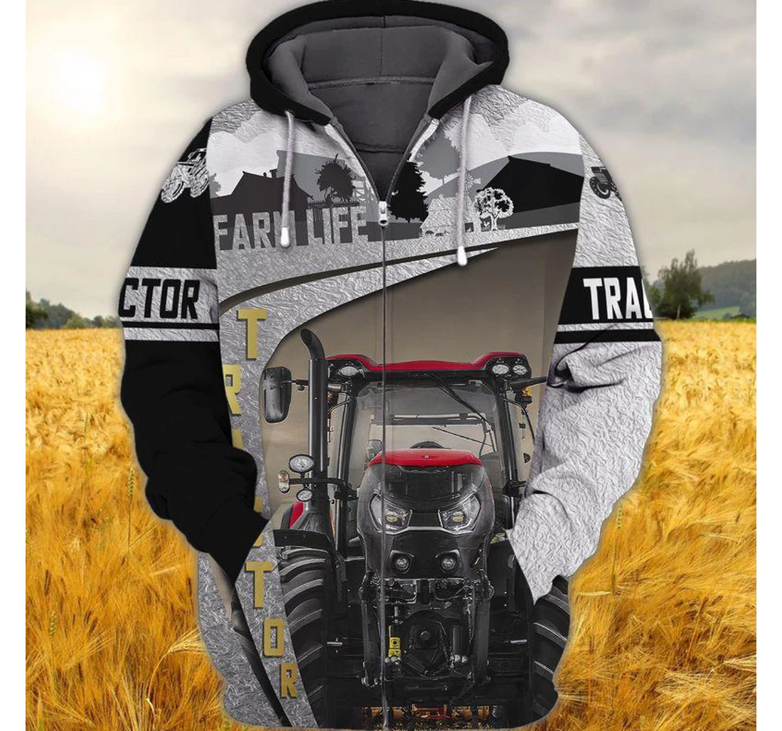 Personalized Zip Hoodie - Farm Life Farming Tractor Family Farmer Gift - 3D Printed