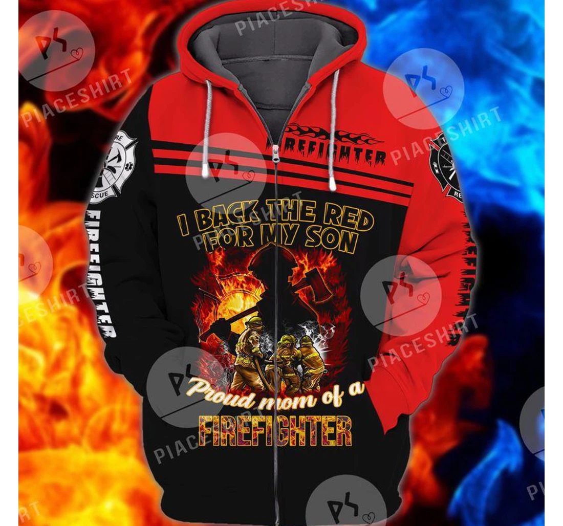 Zip Hoodie - Proud Firefighter Mom Gift Mother's Day - 3D Printed