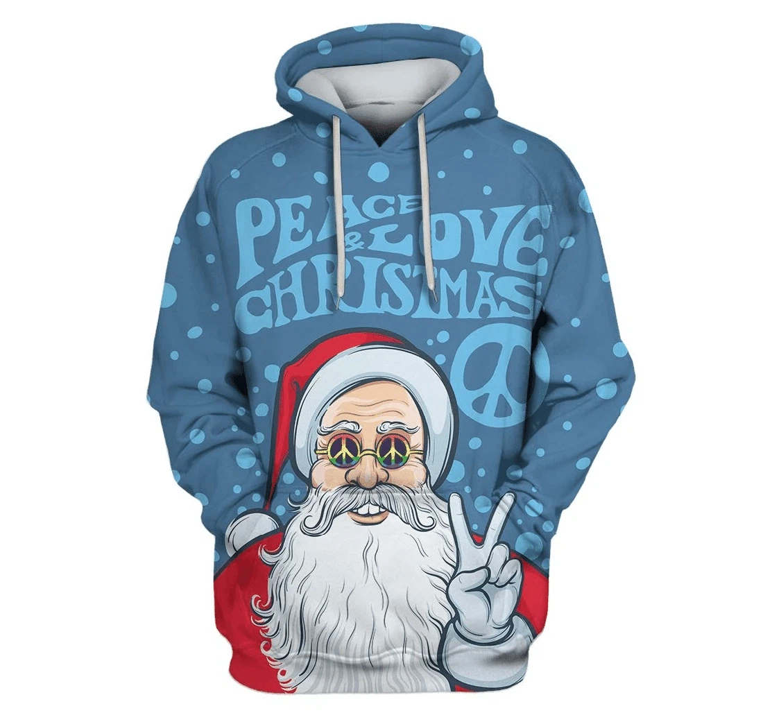 Peace Love Christmas Custom - 3D Printed Pullover Hoodie