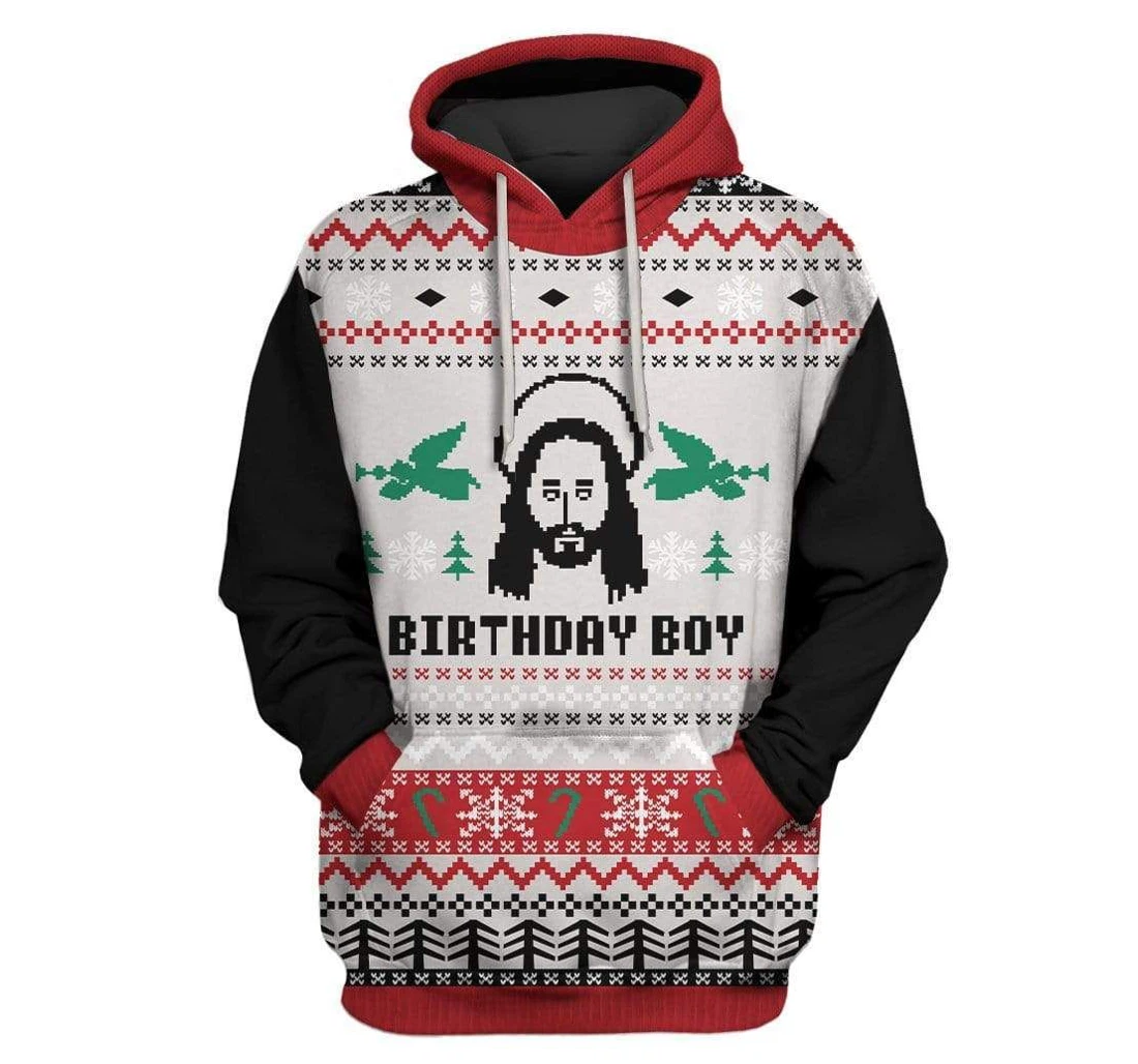 Personalized Custom Ugly Christmas Jesus's Birthday - 3D Printed Pullover Hoodie