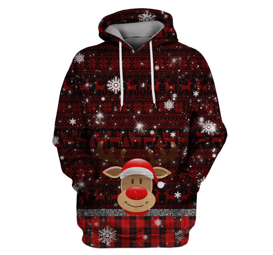 Reindeer With Christmas Day Custom - 3D Printed Pullover Hoodie