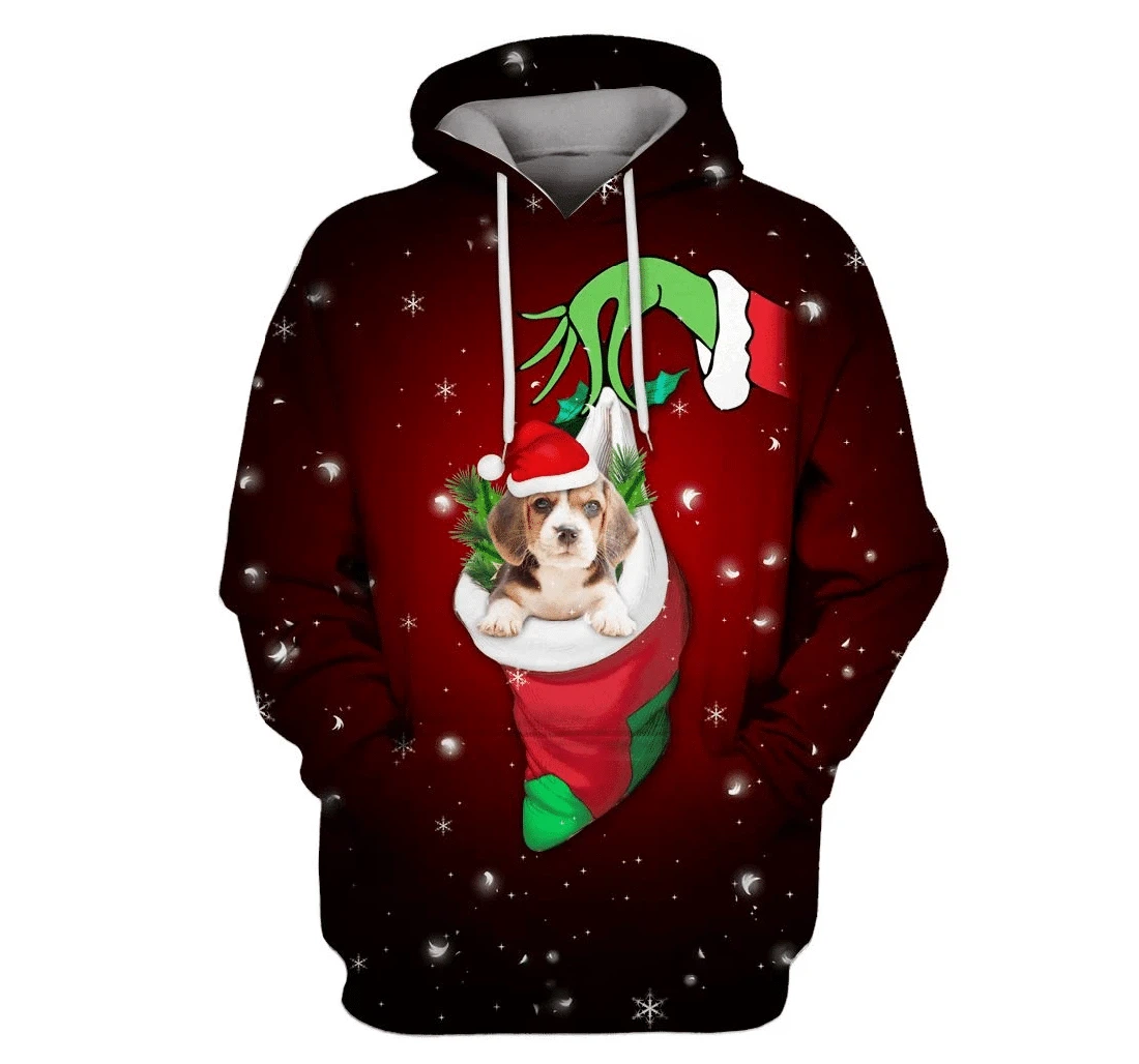 Beagle On Christmas Custom - 3D Printed Pullover Hoodie