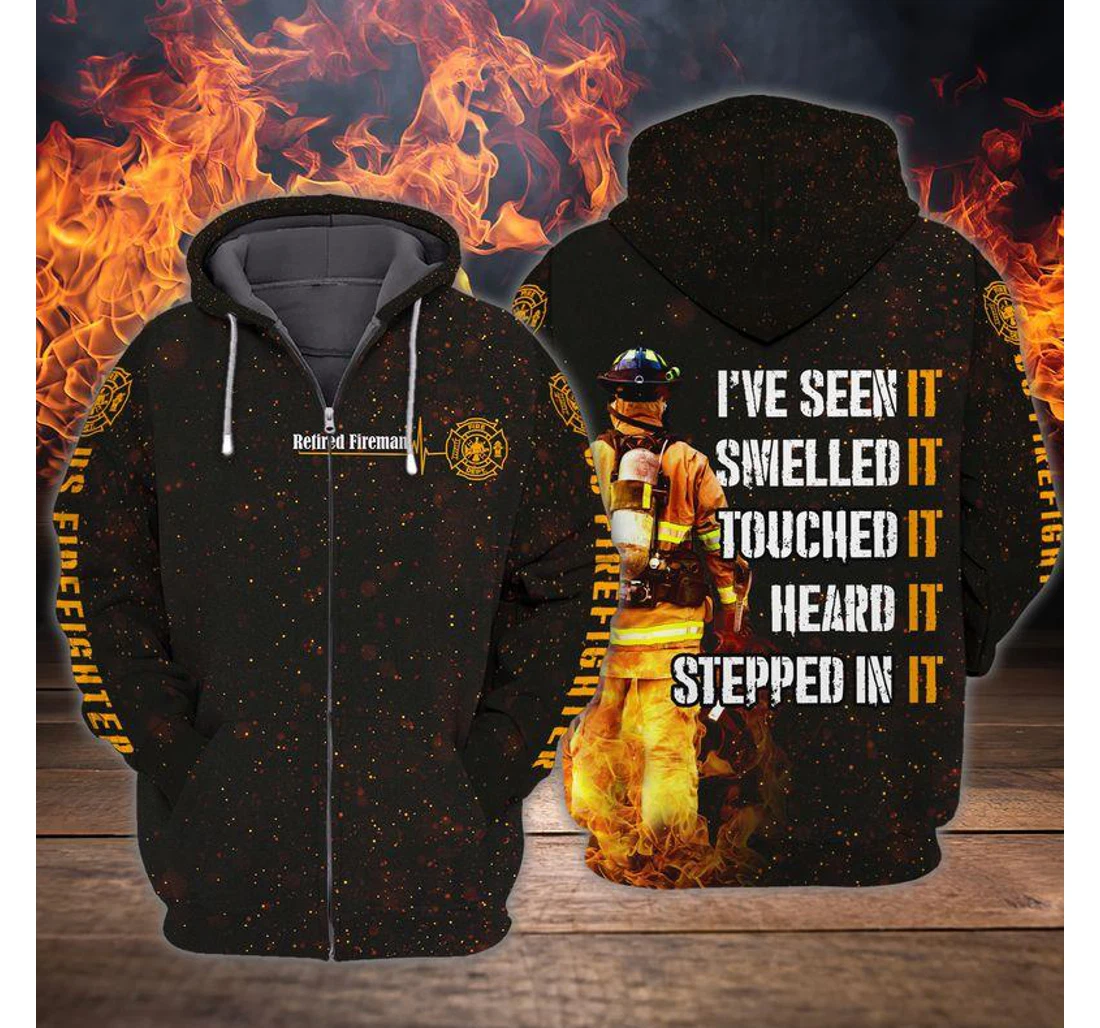 Zip Hoodie - Personalized Firefighter Retired Fireman Father's Day Gift - 3D Printed