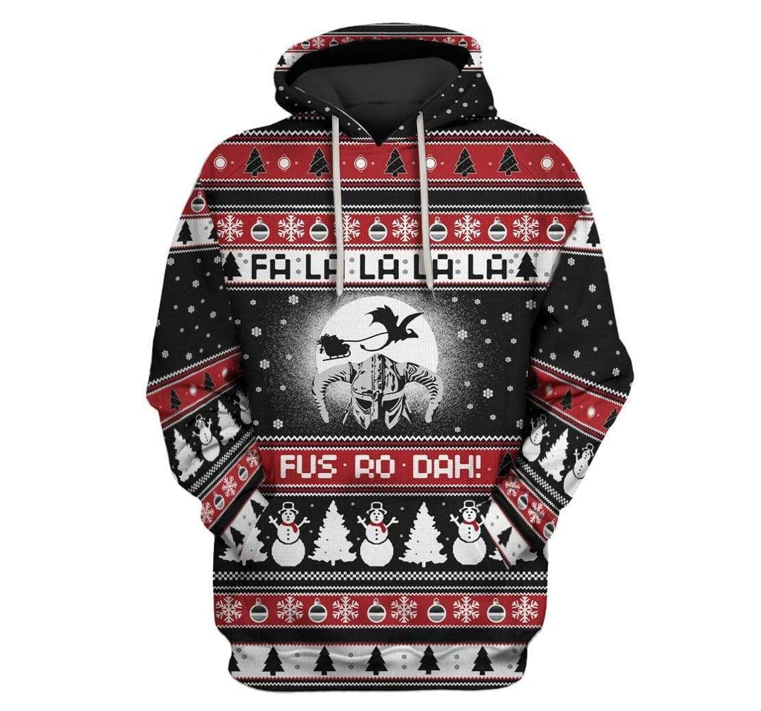 Custom Ugly Christmas Fa La La La La - 3D Printed Pullover Hoodie