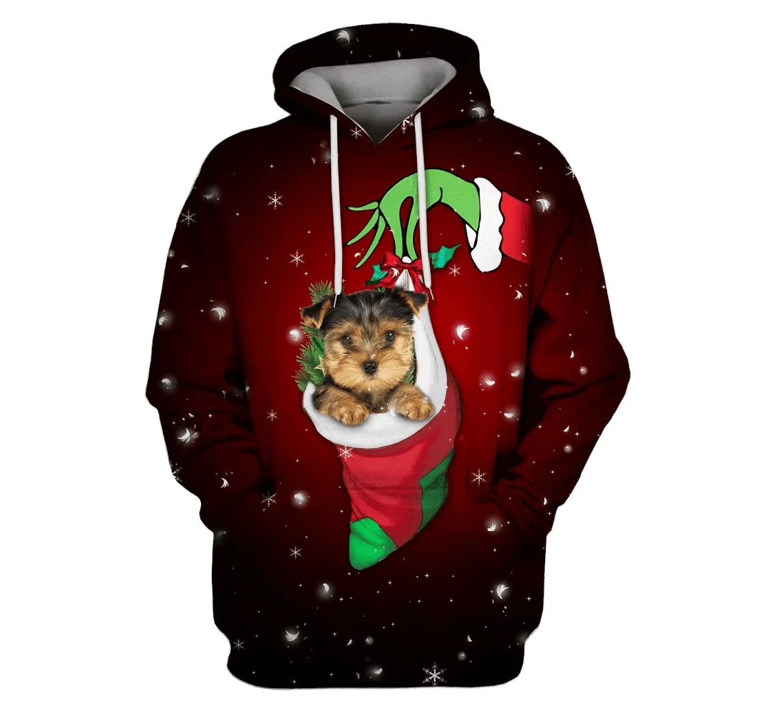 Christmas Yorkshire Terrier Custom - 3D Printed Pullover Hoodie