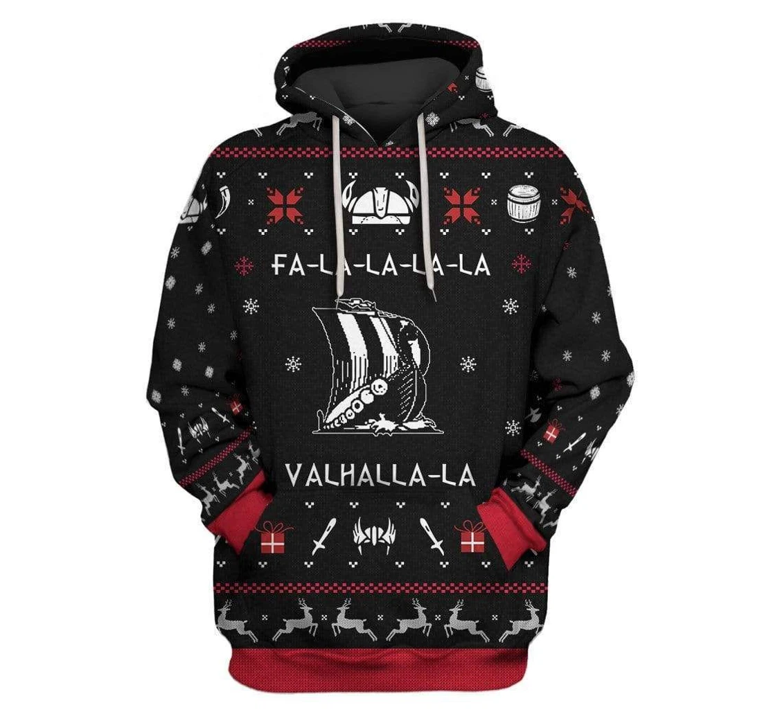 Custom Ugly Christmas Valhalla Viking Apparel - 3D Printed Pullover Hoodie