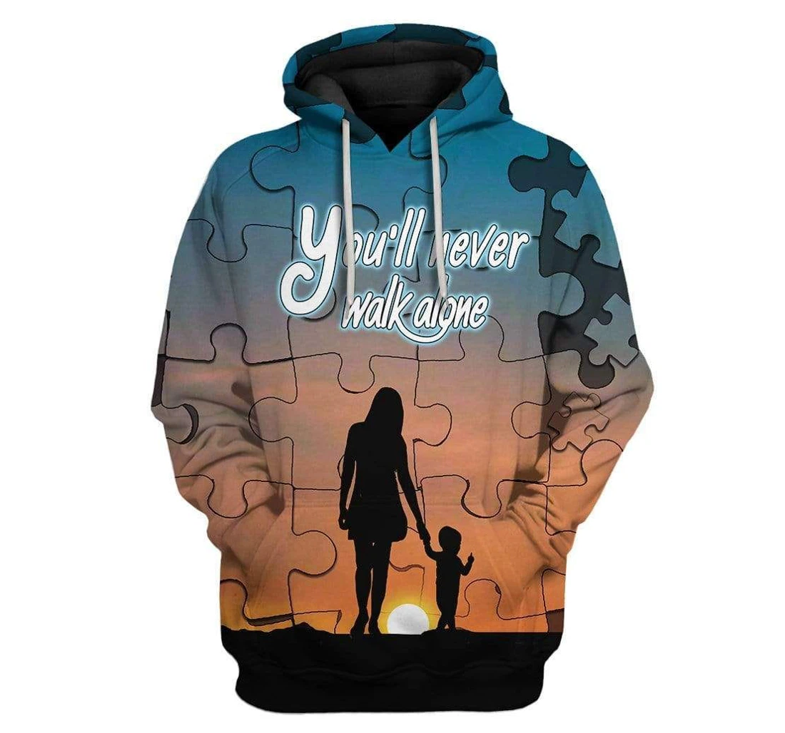 Mother Son Autism You'll Never Walk Alone Autism - 3D Printed Pullover Hoodie