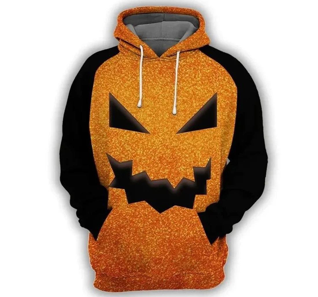Personalized Halloween Pumpkin Halloween Scary Face Orange Halloween - 3D Printed Pullover Hoodie
