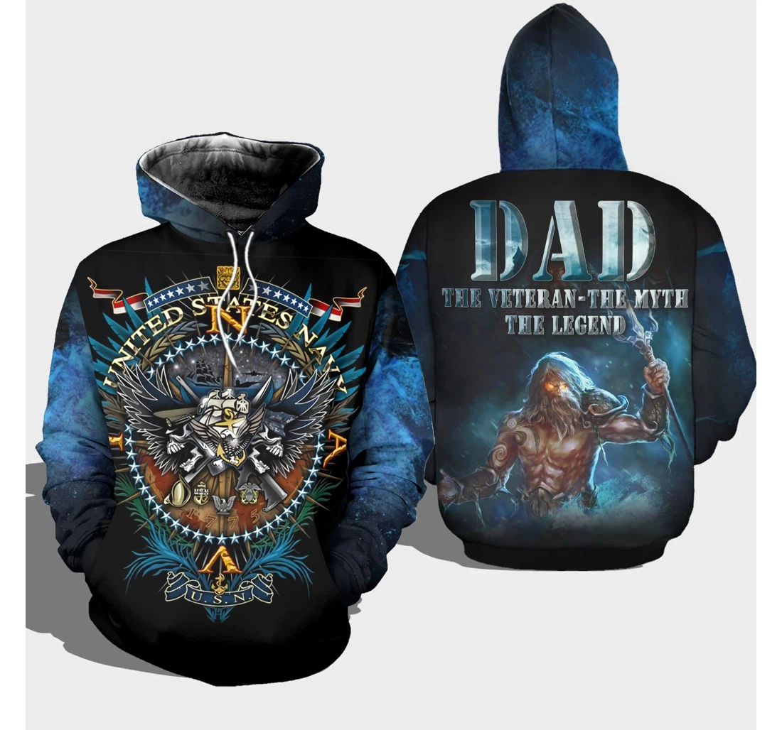 Personalized Veteran Navy Father Dad The Veteran Myth Legend Gift Father's Day - 3D Printed Pullover Hoodie