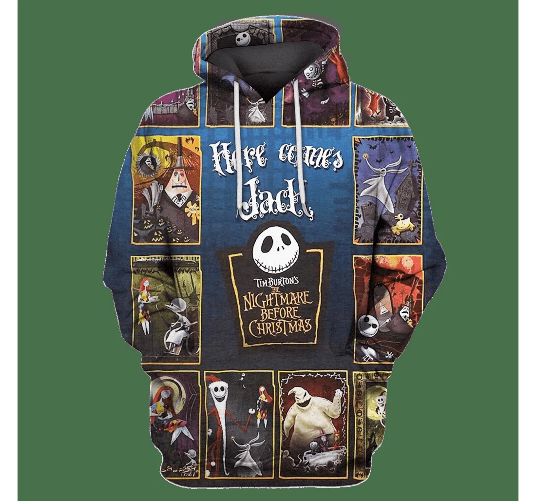 Nightmare Before Christmas Here Come Jack Blue - 3D Printed Pullover Hoodie