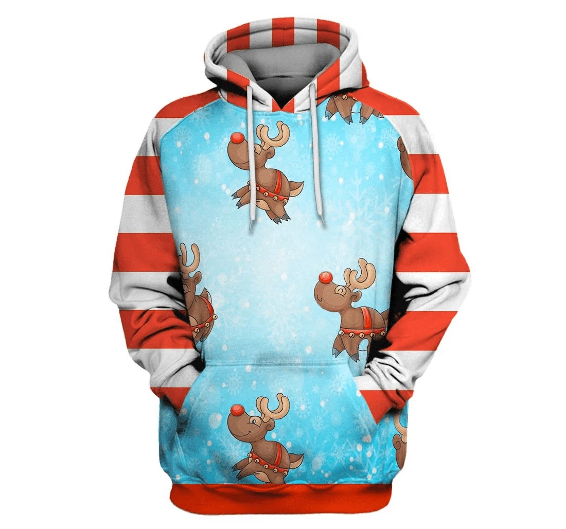 Reindeer Christmas Elk Custom - 3D Printed Pullover Hoodie