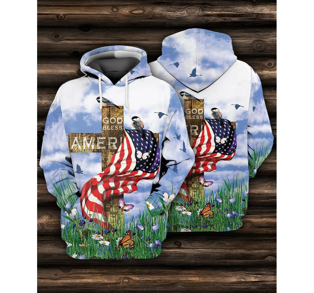 God Bless America Nature Patriot - 3D Printed Pullover Hoodie