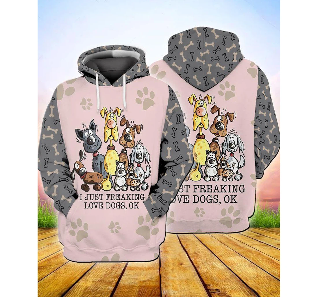 I Just Freaking Love Dogs - 3D Printed Pullover Hoodie