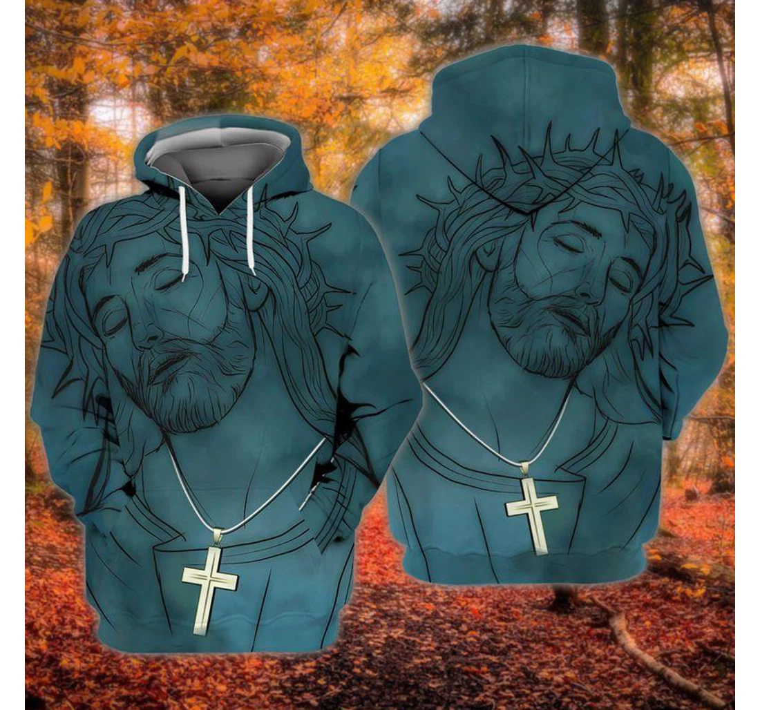 Personalized Jesus Cross Mellard Green - 3D Printed Pullover Hoodie