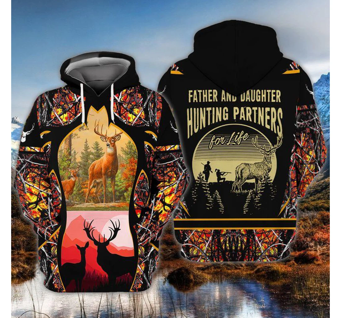 Father Daughter Hunting Partners - 3D Printed Pullover Hoodie