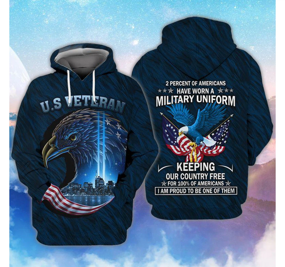 Us Veteran Patriot - 3D Printed Pullover Hoodie