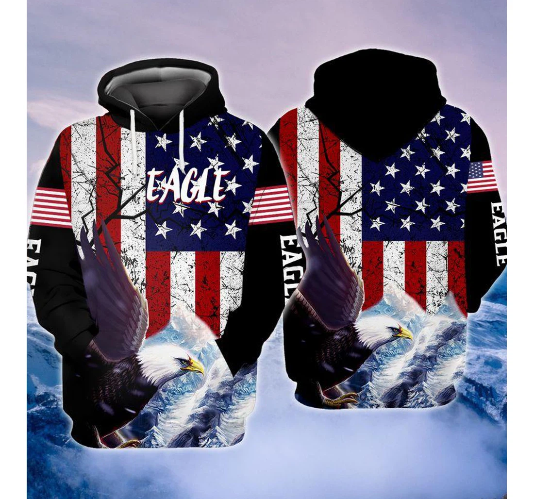 Eagle Us Flag - 3D Printed Pullover Hoodie