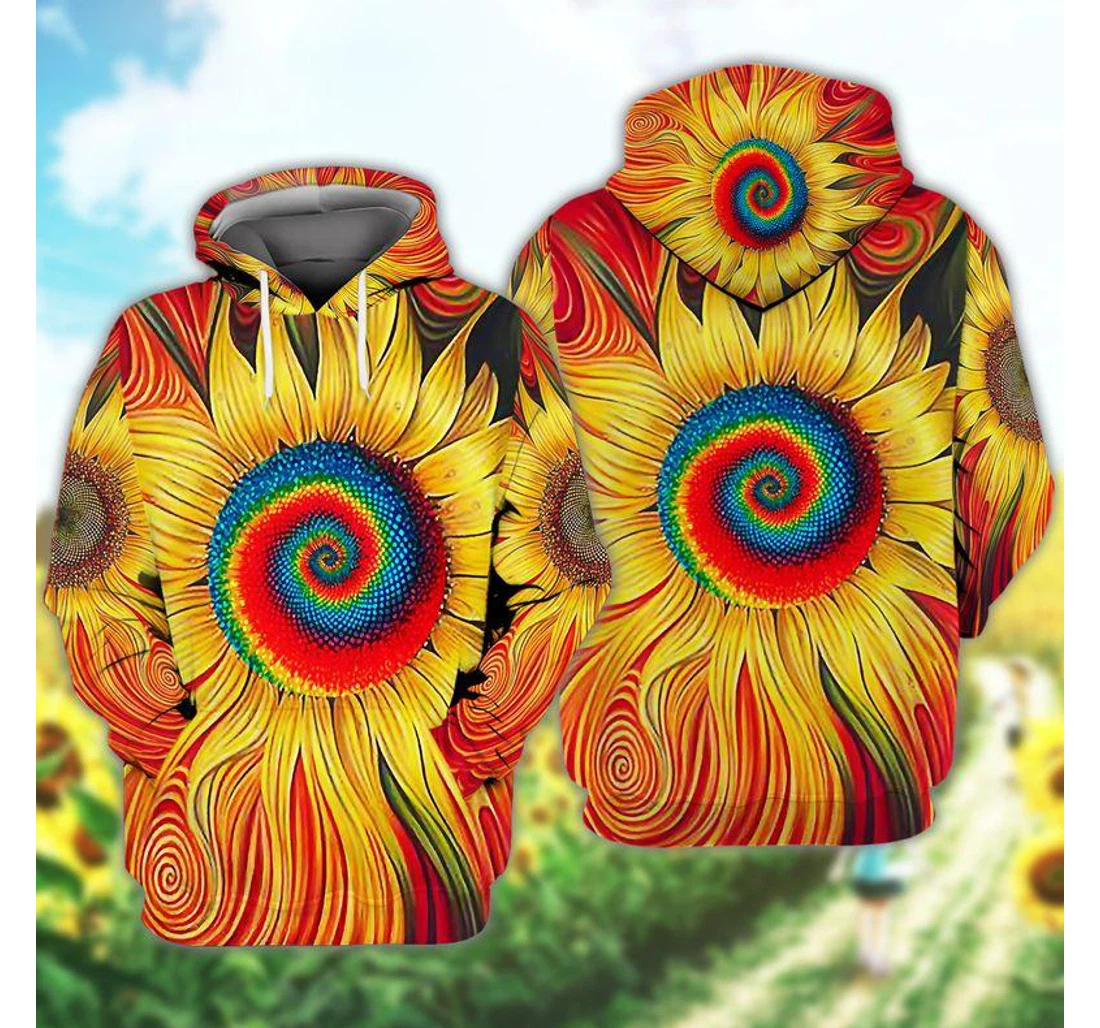 Hippie Sunflower Cool Unique - 3D Printed Pullover Hoodie