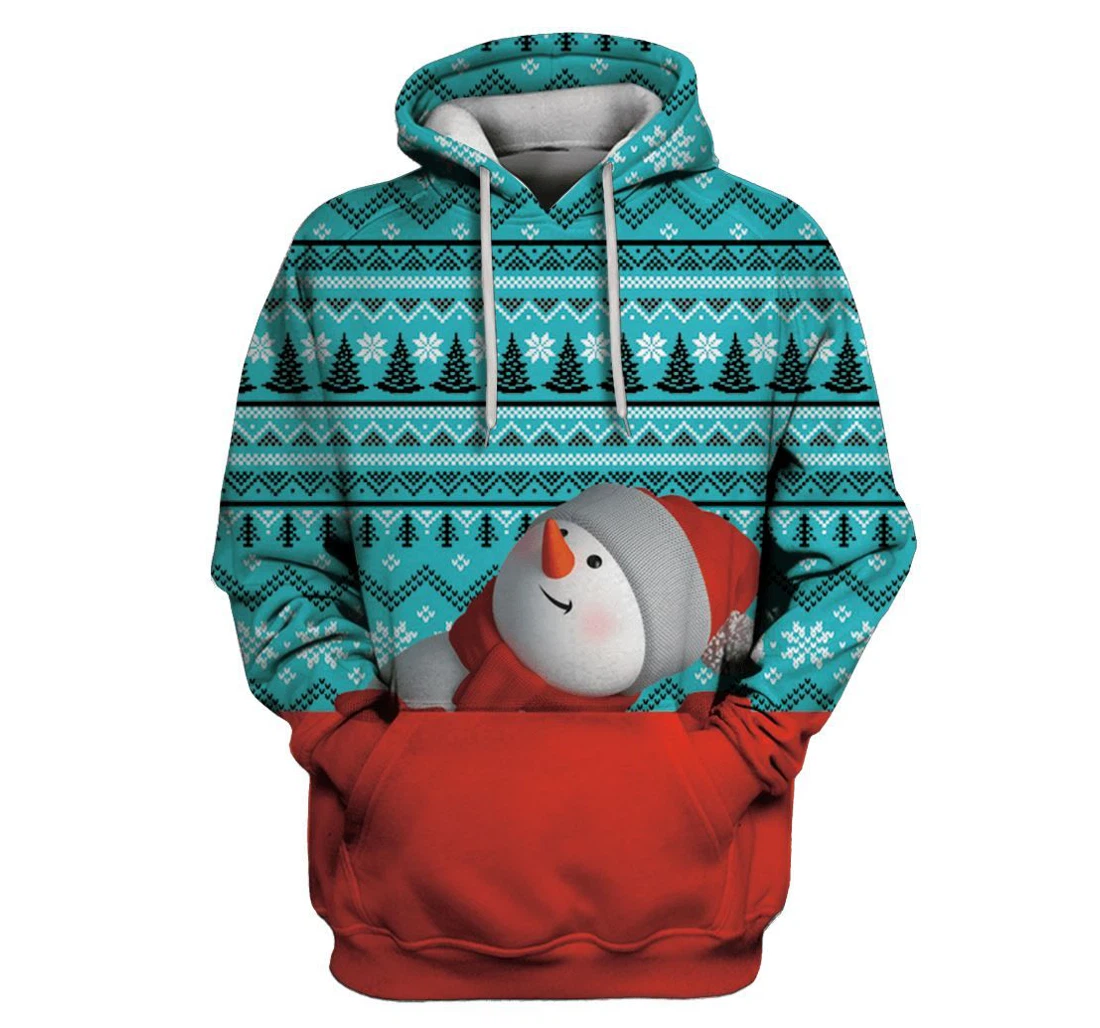 Snowman On Christmas Custom Apparel - 3D Printed Pullover Hoodie