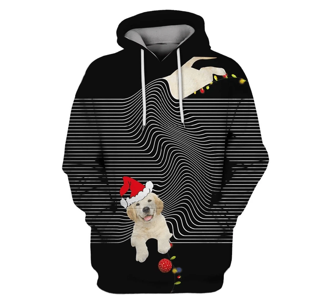 Golden Retriever Merry Christmas Custom Apparel - 3D Printed Pullover Hoodie