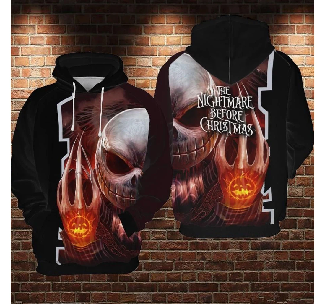 Nightmare Before Christmas Scary Jack Skellington - 3D Printed Pullover Hoodie