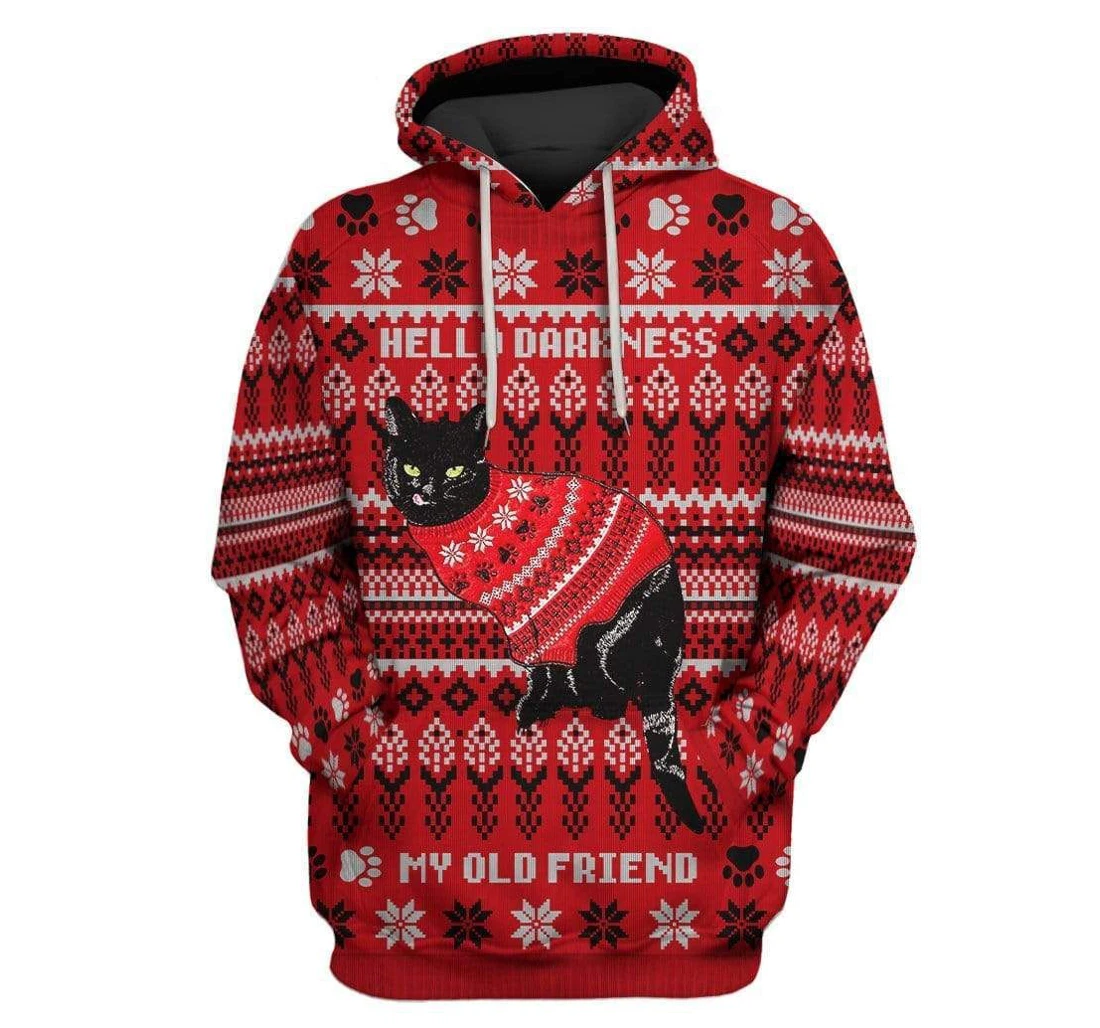 Custom Ugly Christmas Men's Cat Crew Neck - 3D Printed Pullover Hoodie