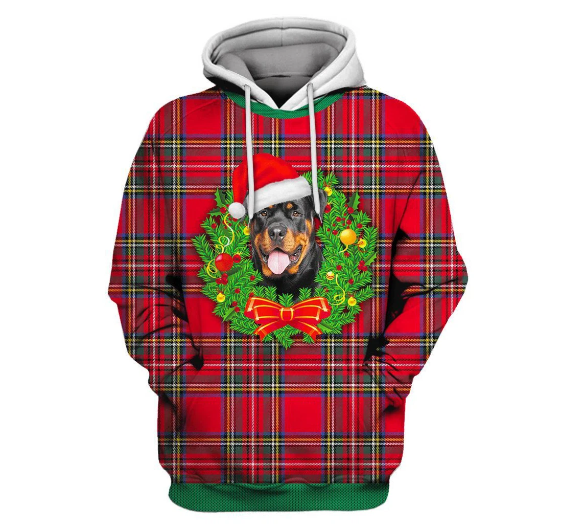 Rottweiler On Christmas Custom - 3D Printed Pullover Hoodie