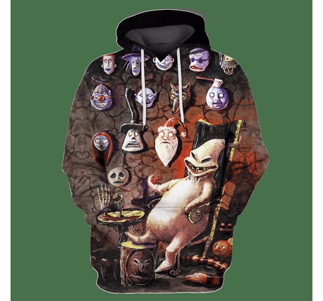 Nightmare Before Christmas Oogie Boogie Faces On Wall - 3D Printed Pullover Hoodie