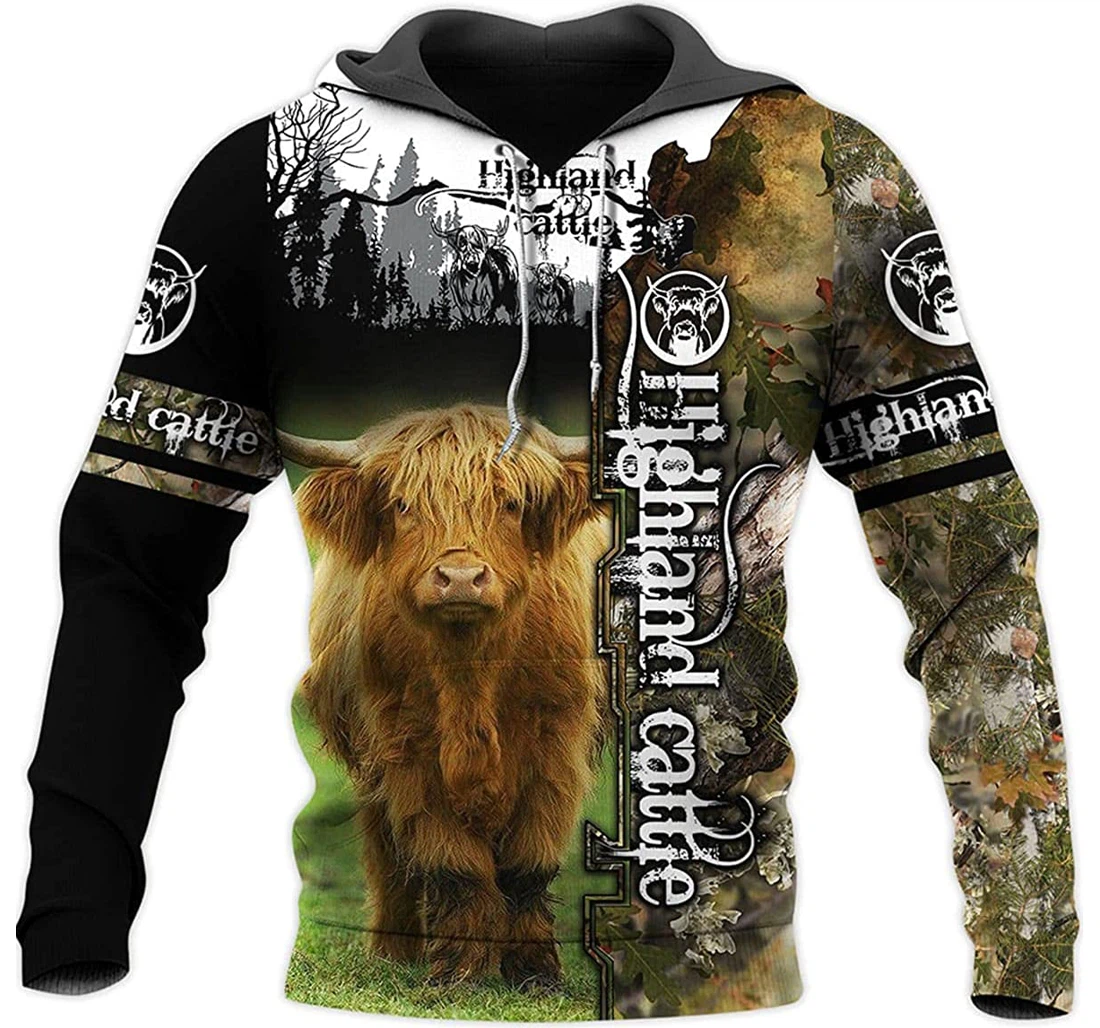 Personalized Highland Cow Lover - 3D Printed Pullover Hoodie