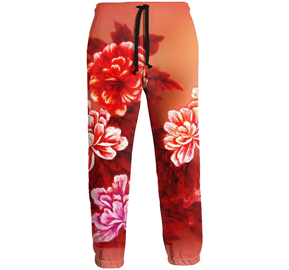 Flowers Painting 2 Casual Sweatpants, Joggers Pants With Drawstring For Men, Women