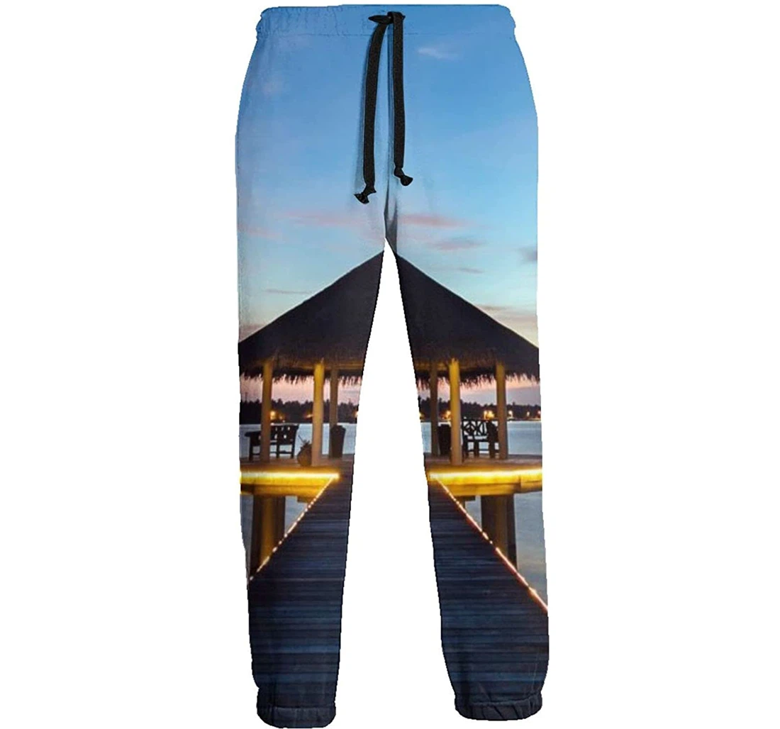 A Single Pavilion On The Lake Casual Sweatpants, Joggers Pants With Drawstring For Men, Women