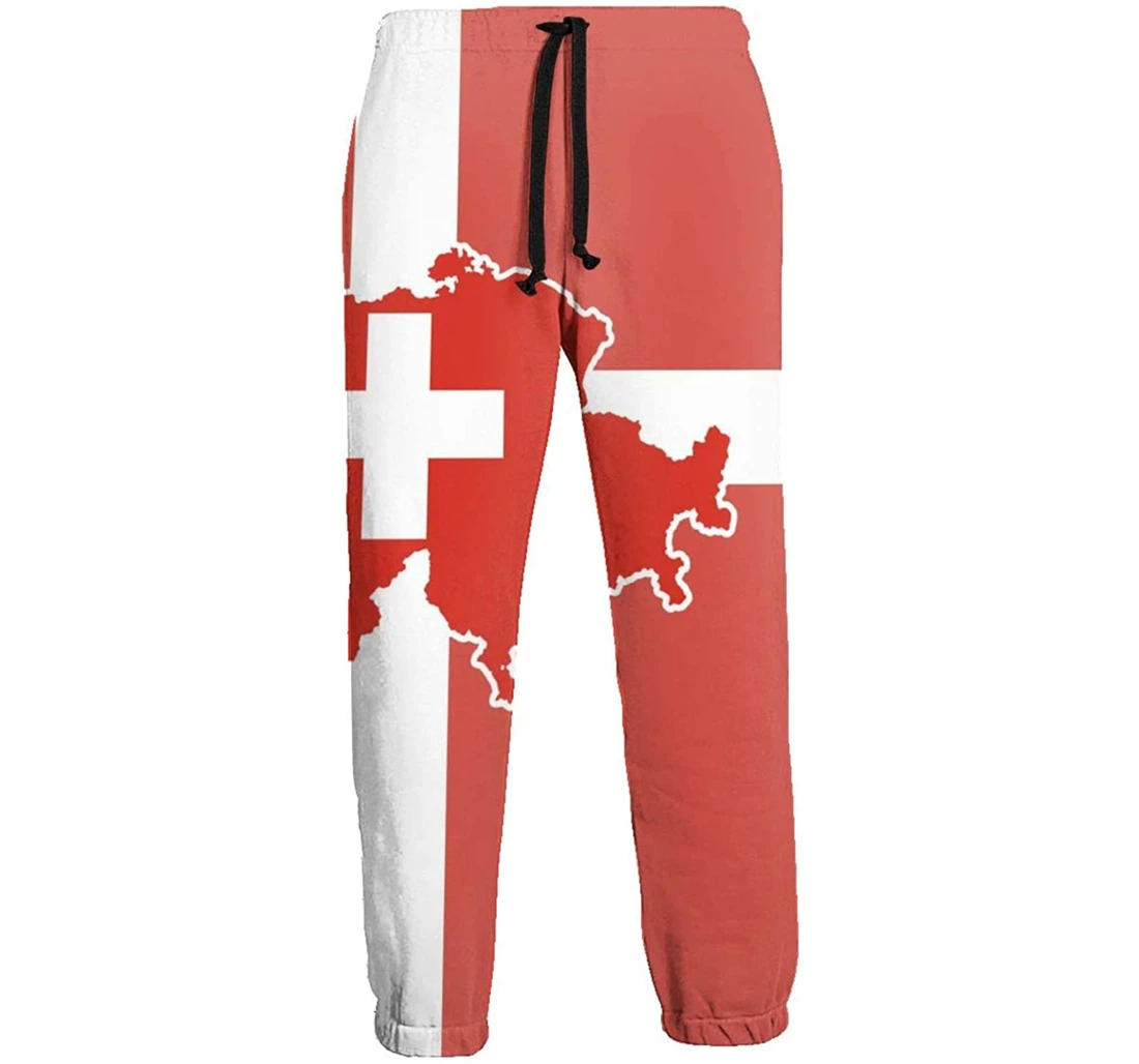 Personalized Switzerland Map Flag Funny Sweatpants, Joggers Pants With Drawstring For Men, Women