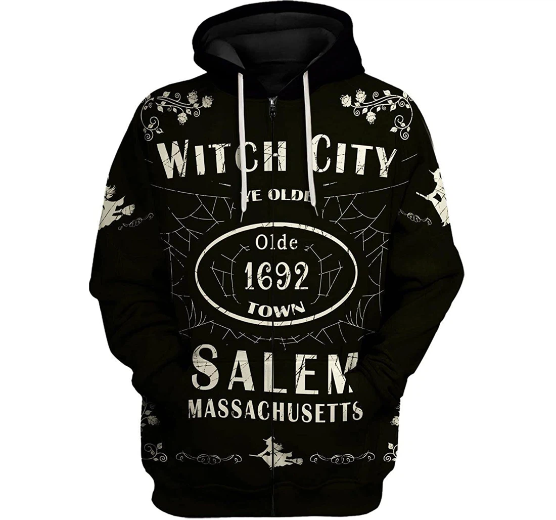 Witch City Halloween Salem Massachusetts - 3D Printed Pullover Hoodie