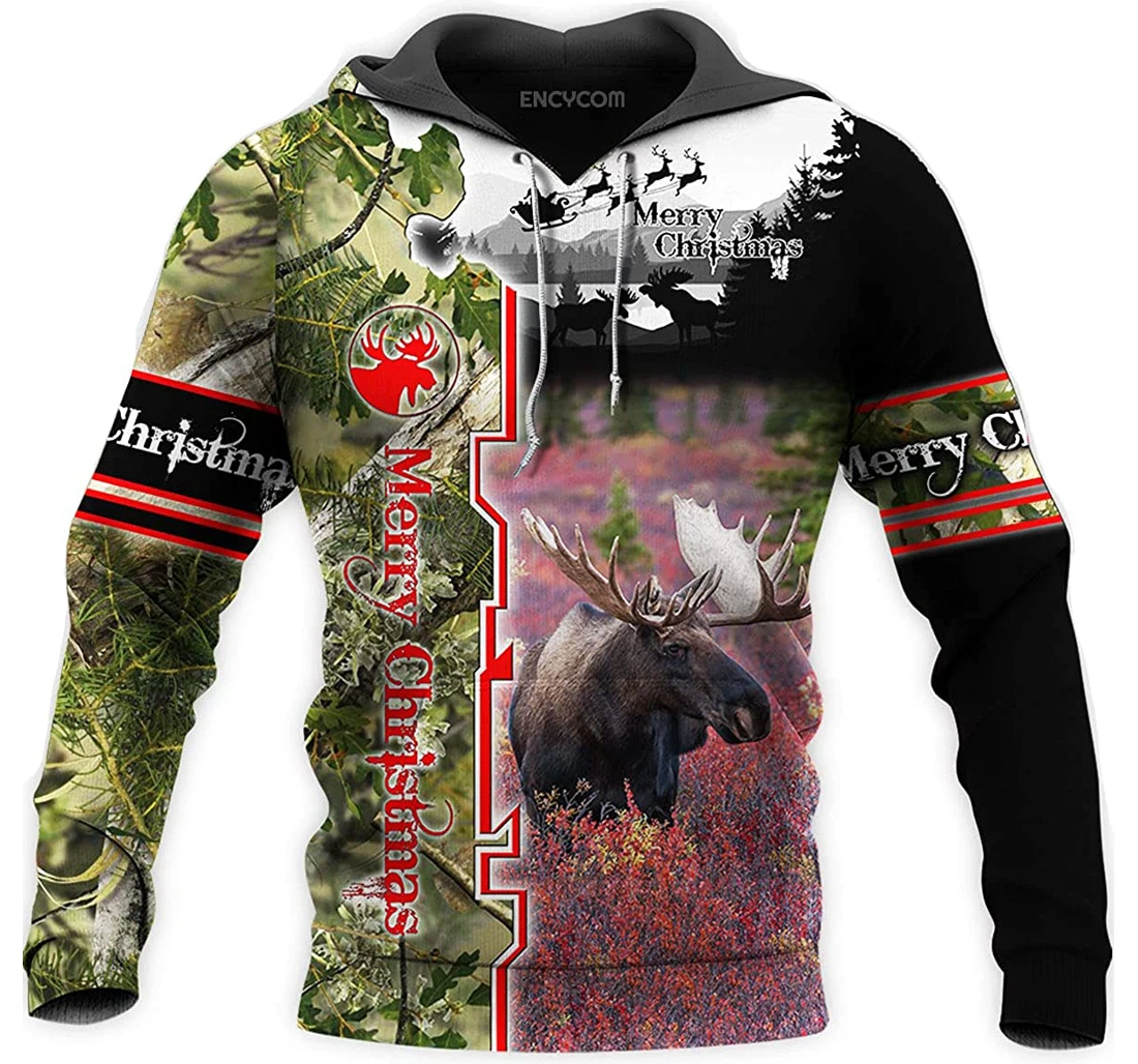 Hunting Christmas Deer Hunting Us - 3D Printed Pullover Hoodie