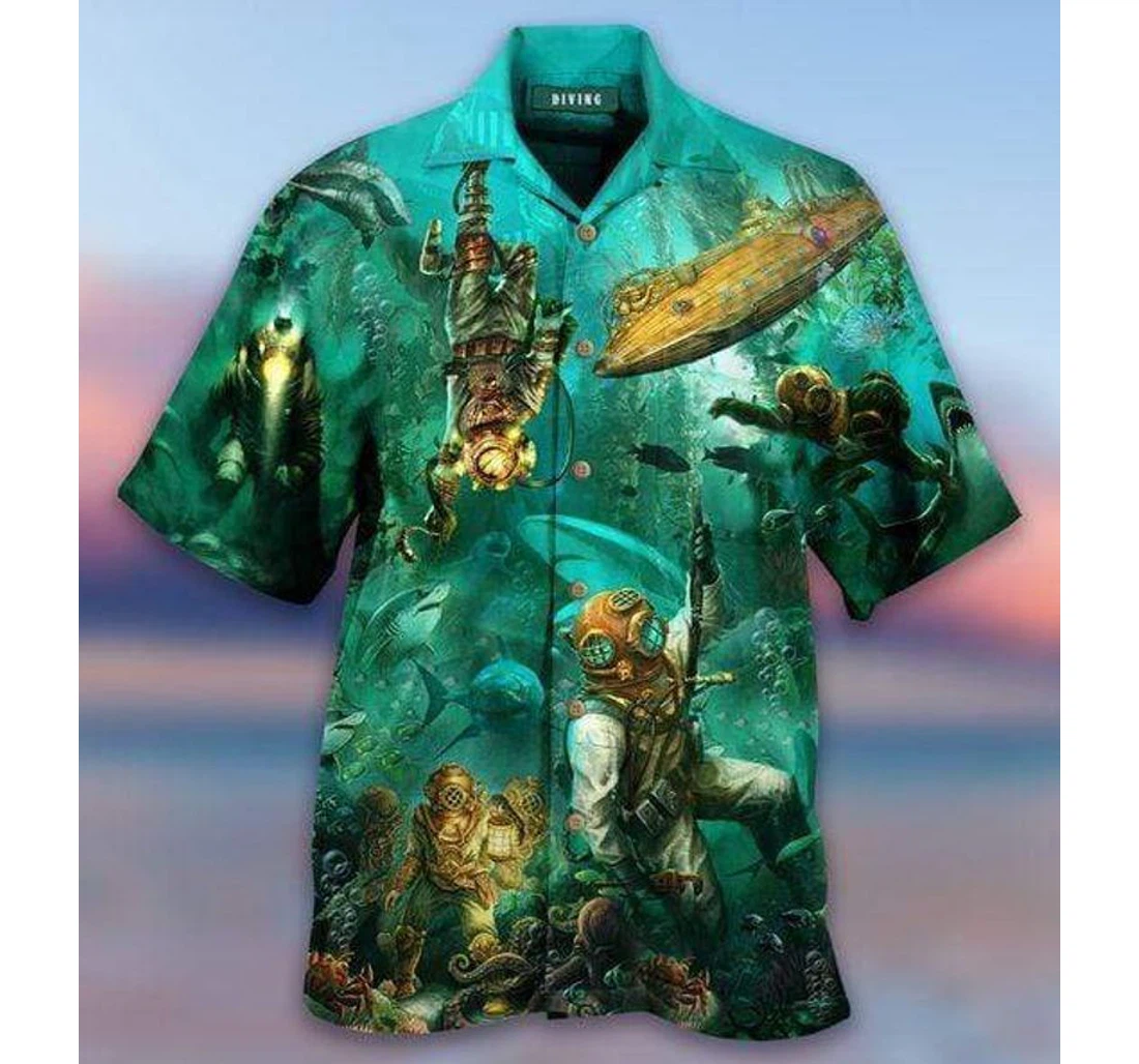 Personalized Scuba Diving Dont Fear Death Fear Sea Hawaiian Shirt, Button Up Aloha Shirt For Men, Women