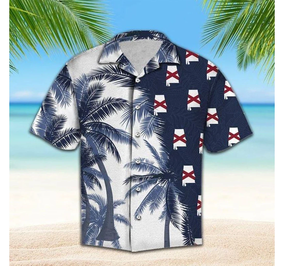 Personalized Coconut Tree Alabama Hawaiian Shirt, Button Up Aloha Shirt For Men, Women