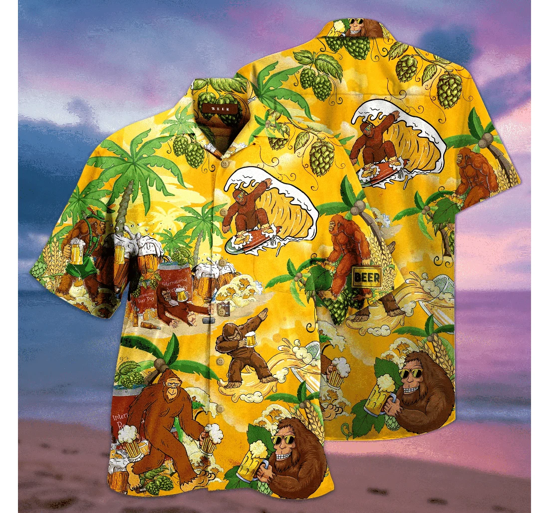 Personalized Find Bigfoot Beer Adult Colorful Hawaiian Shirt, Button Up Aloha Shirt For Men, Women