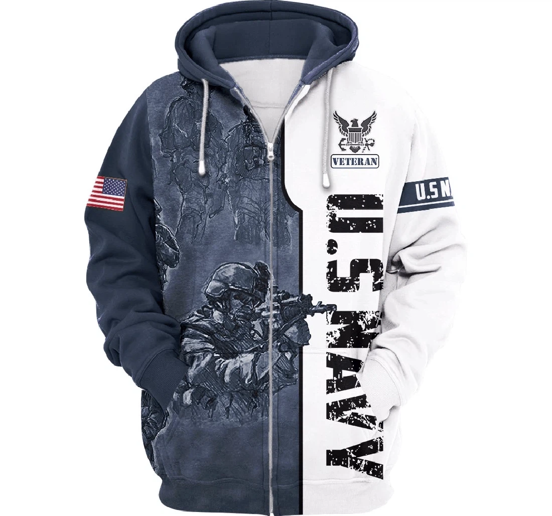 Personalized Veteran American Military Usn Us Navy Veteran - 3D Printed Pullover Hoodie