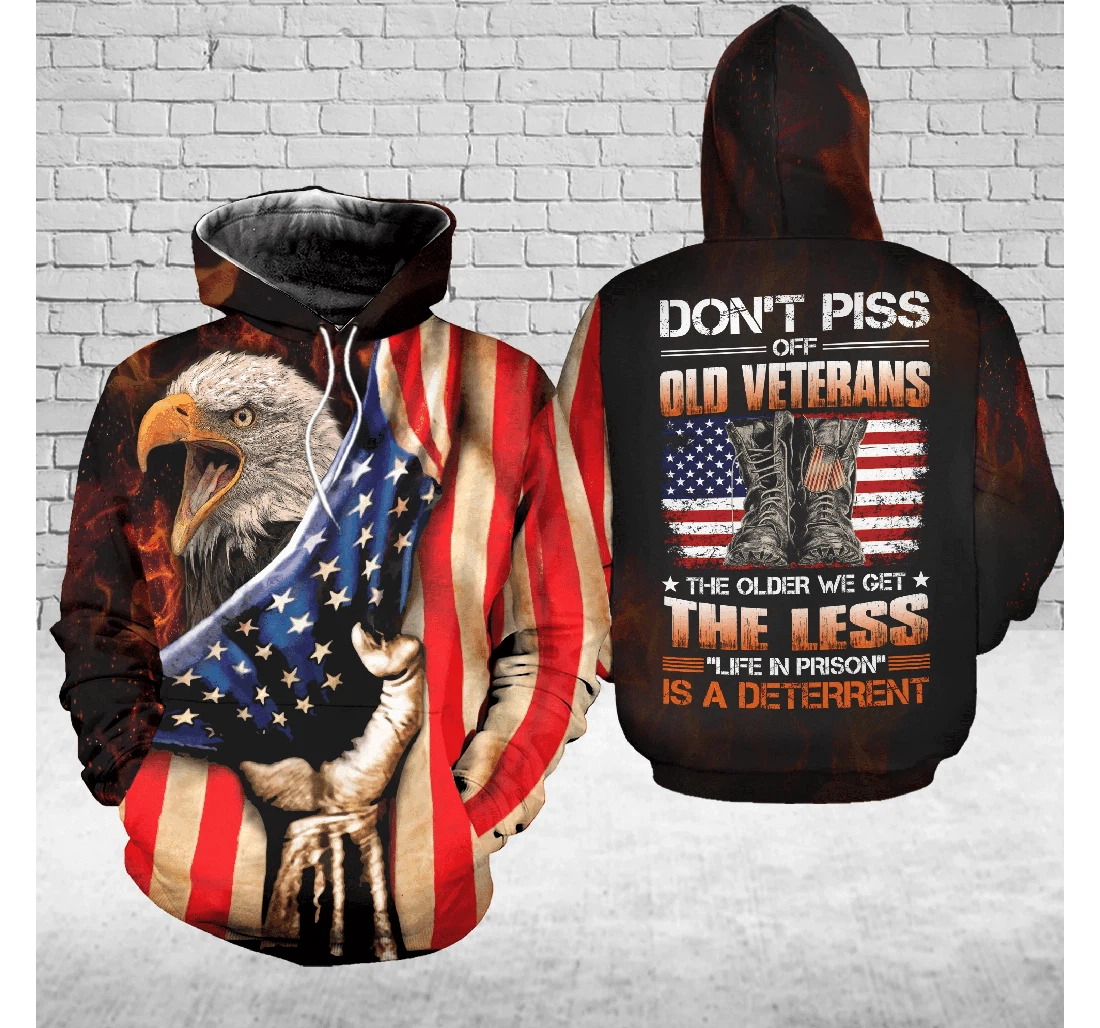 Don't Piss Off Old Veteran Combat Boot Eagle Us - 3D Printed Pullover Hoodie