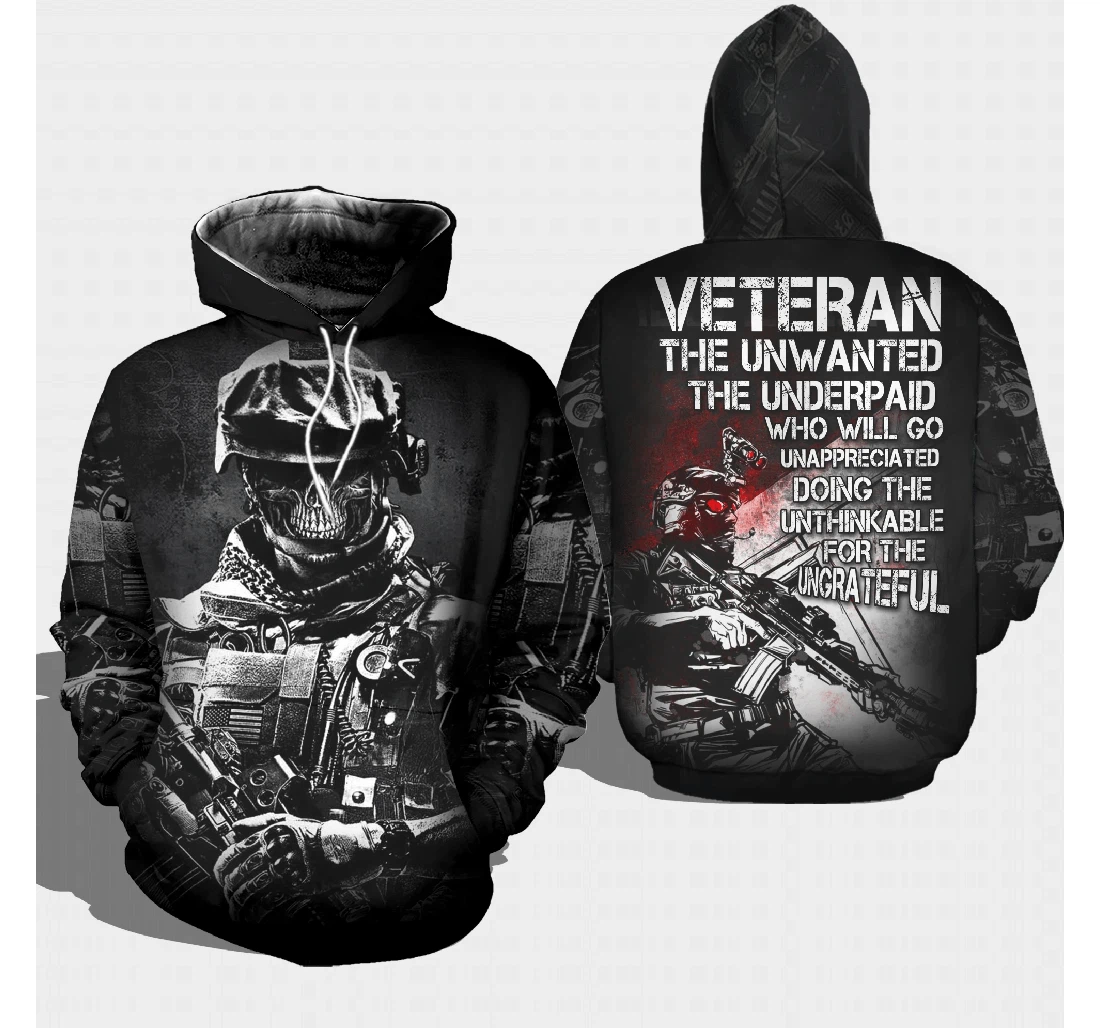 Veteran Unwanted Underpaid The Ungrateful - 3D Printed Pullover Hoodie