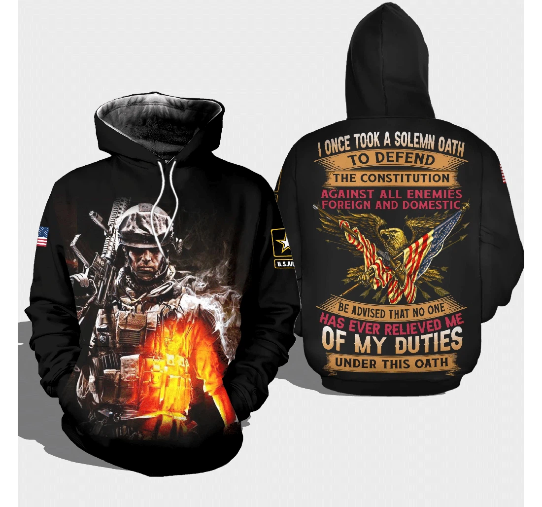 Veteran Army Once Took A Solemn Oath To Defend The Constitution - 3D Printed Pullover Hoodie