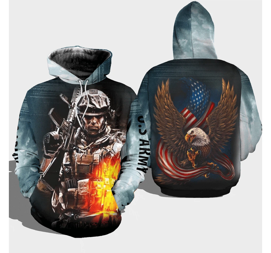 Veteran Us Army Veteran American Eagle - 3D Printed Pullover Hoodie