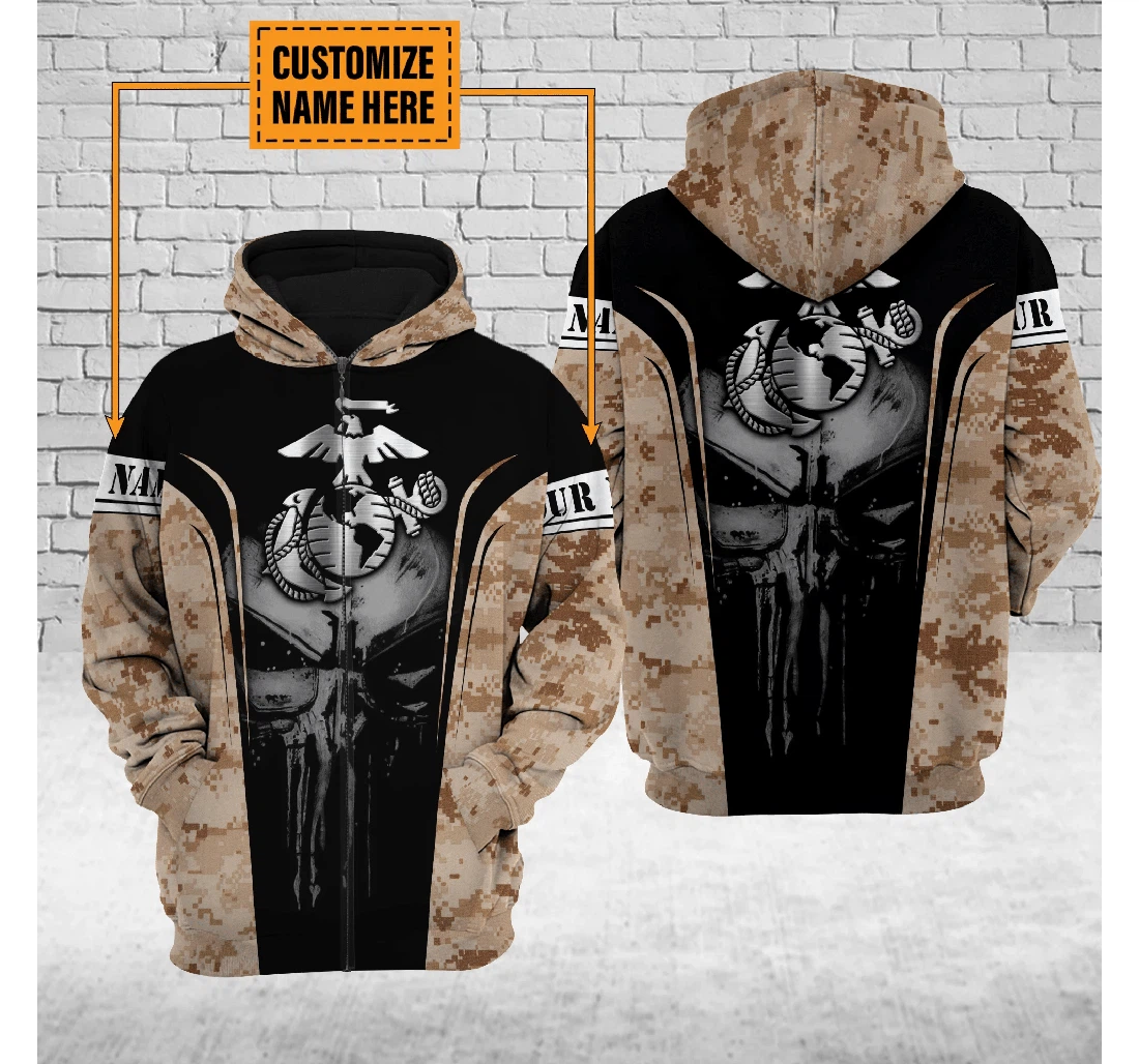 Us Camouflage Veteran Marine Gift Marine Us Marine - 3D Printed Pullover Hoodie