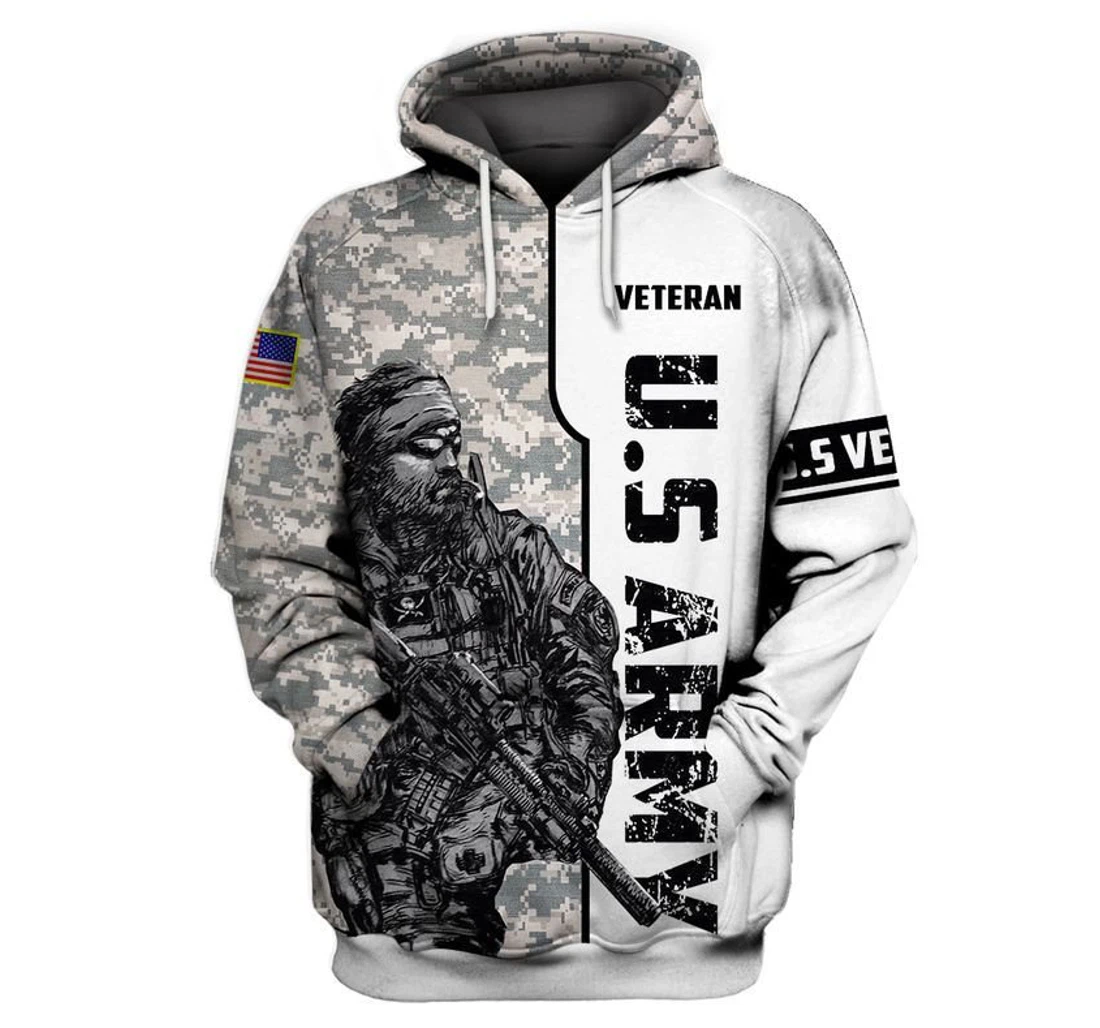 Veteran Military U.s Army Veteran Soldier With Beard - 3D Printed Pullover Hoodie