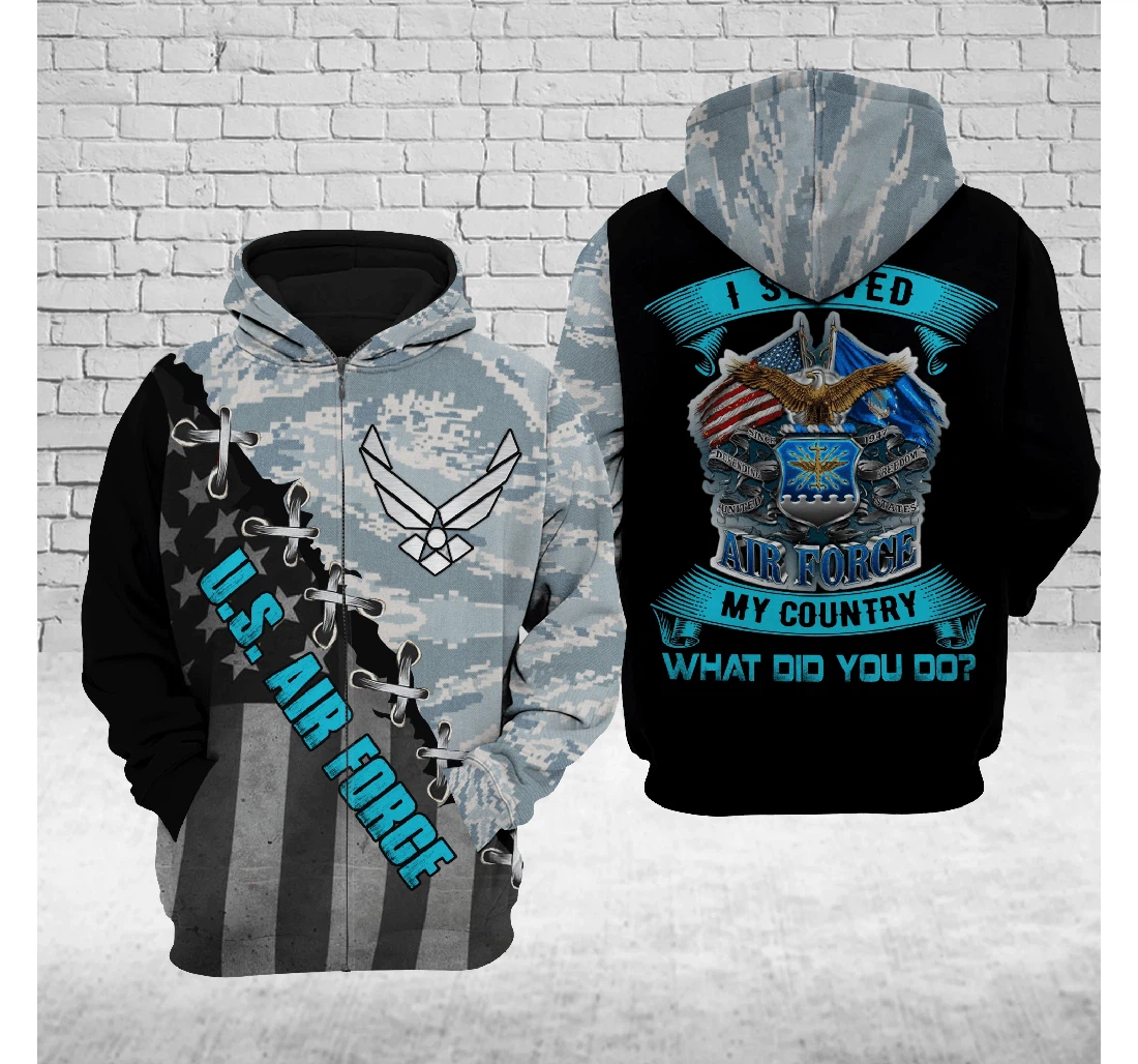 Veteran Air Force Camouflage Gift Air Force My Country - 3D Printed Pullover Hoodie