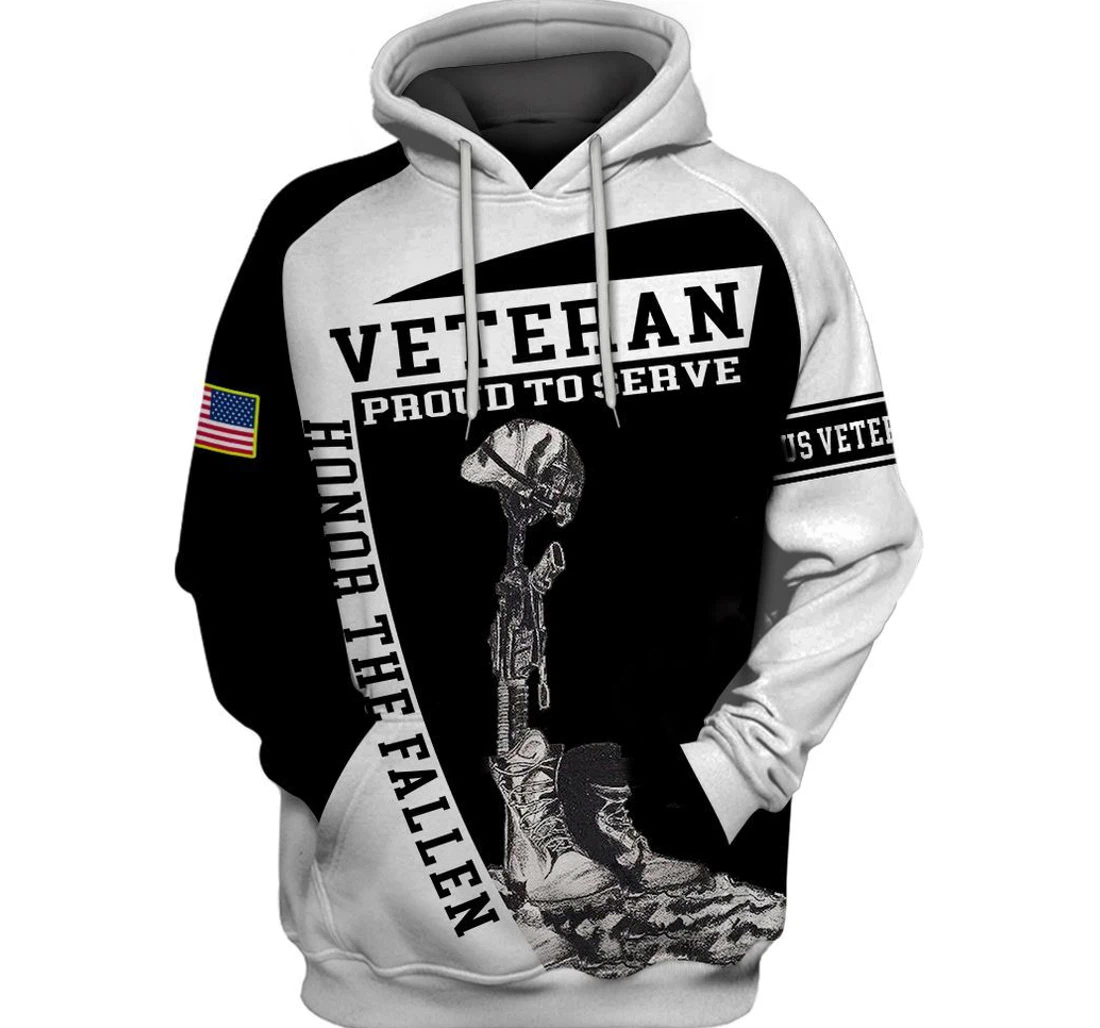 Veteran Proud To Serve Honor The Fallen - 3D Printed Pullover Hoodie