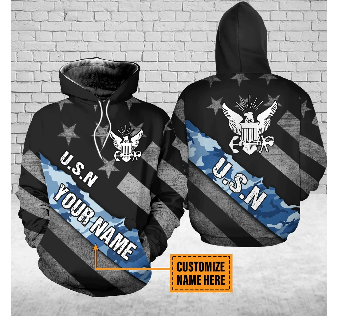 Us Flag Veteran Navy Gift Navy Us Navy - 3D Printed Pullover Hoodie