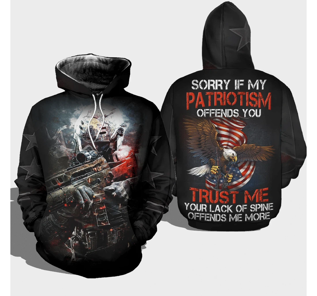 Veteran Sorry If My Patriotism Offend You Trust Me - 3D Printed Pullover Hoodie