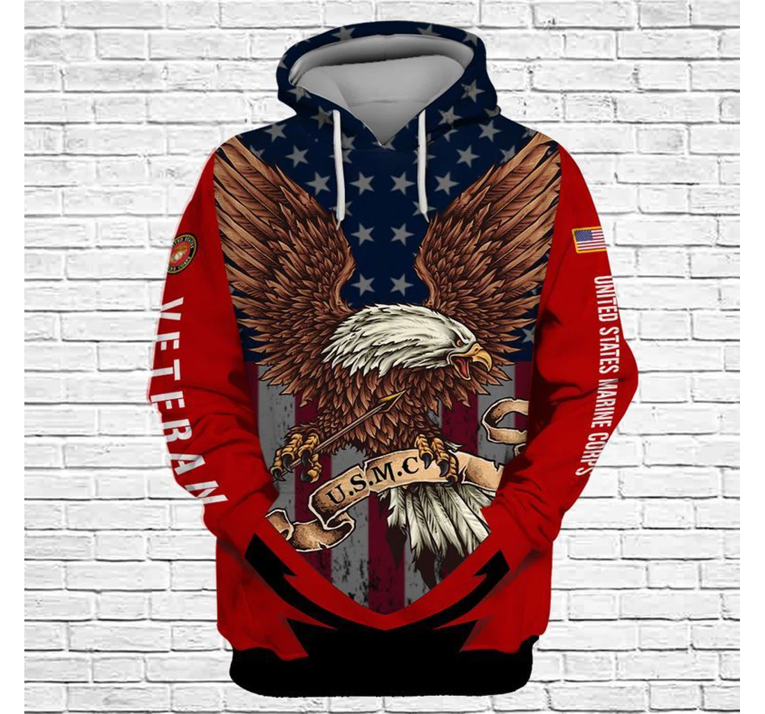 Veteran United States Marine Corps Veteran Eagle On Usmc - 3D Printed Pullover Hoodie