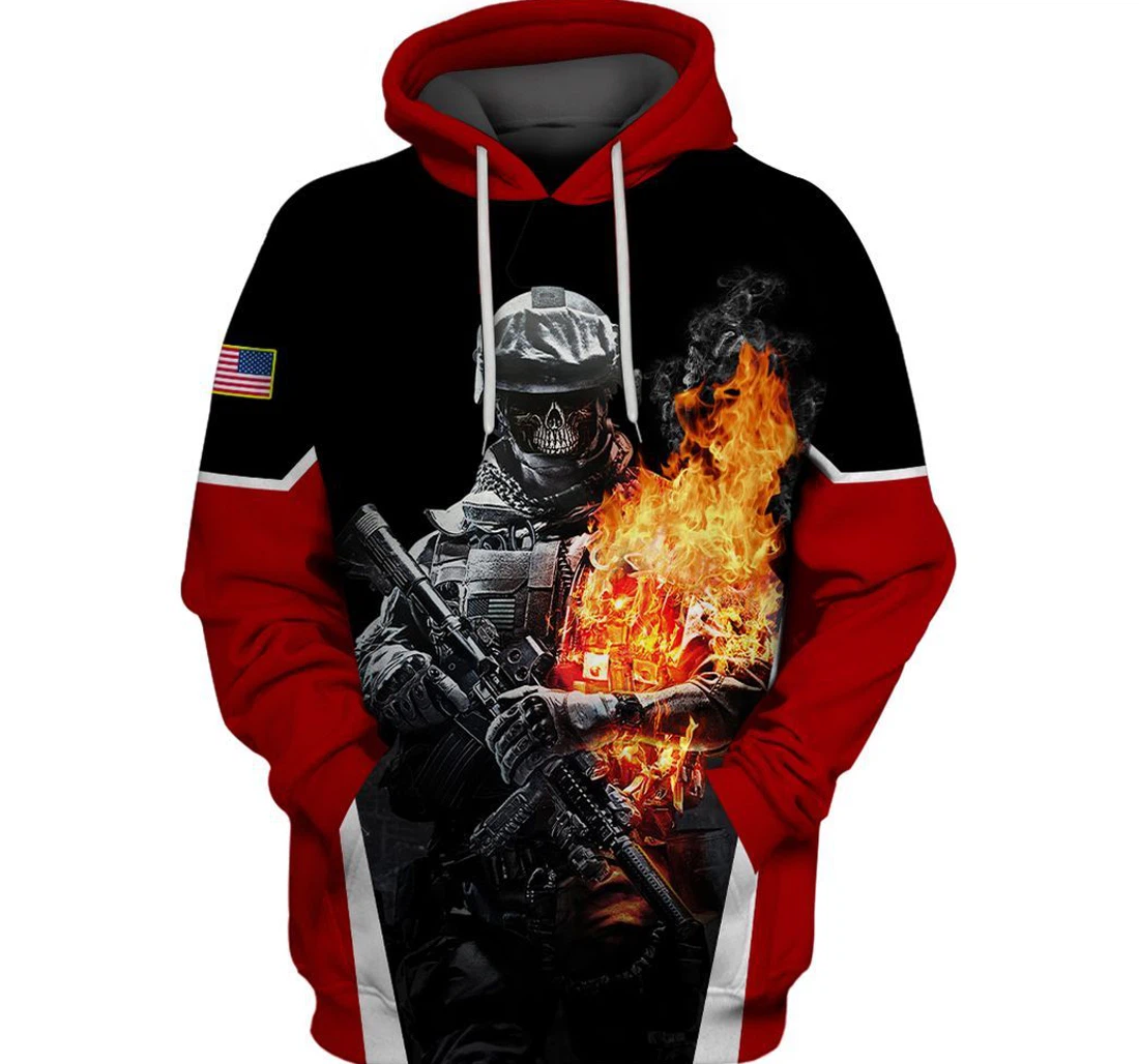 Veteran American Military U.s Veteran Warrior - 3D Printed Pullover Hoodie